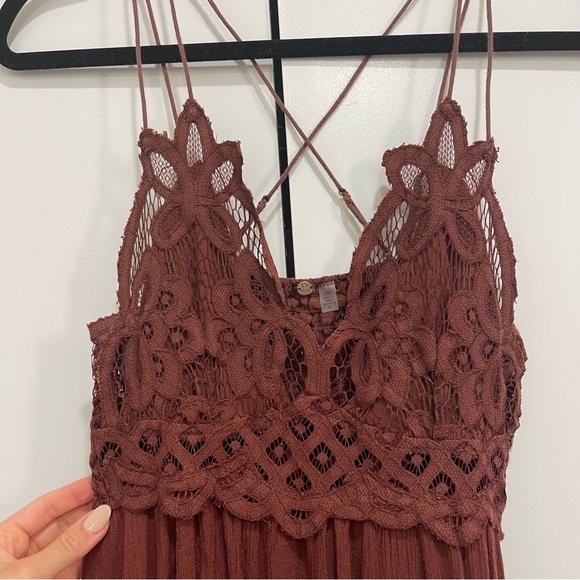 Free People One Adella Slip | Flowy Rust Red Dress | Size Small - Picture 3 of 8